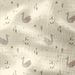 Doble gasa estampada ALBA Crudo / Gris